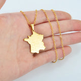 Anniyo Française Map Pendant Necklaces for Women Girls France French Jewelry Stainless Steel #320801