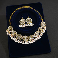 Luxury Elegant Crystal Wedding Jewelry Set Women Vintage Water Drop Earring Necklace Set Indian Gold Color Bijoux Bride Gift