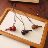 Minar Cute Lovely Brown Black Color Wood Flagon Long Pendant Necklaces Adjustable Rope Chain Chokers for Women Birthday Gift