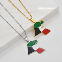 Anniyo Kuwait Map Flag Pendant Necklaces Kuwaiti Stainless Steel Jewelry #324721