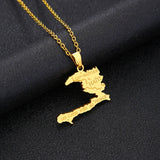 2024 New fashion stainless steel Haiti map pendant necklace for men and women geometric titanium steel pendant ethnic style clav