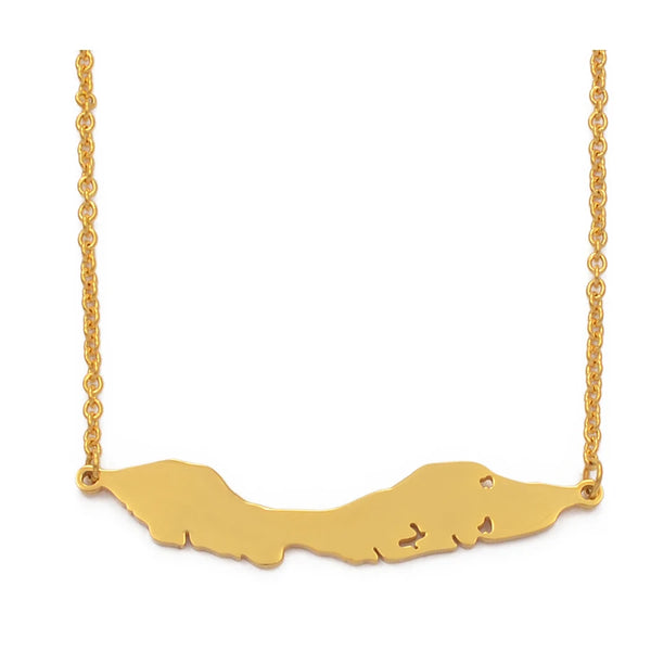 Anniyo 5CM Big Size Curacao Islands Map Pendant Necklaces stainless steel / Gold Color Jewelry Maps  #113021