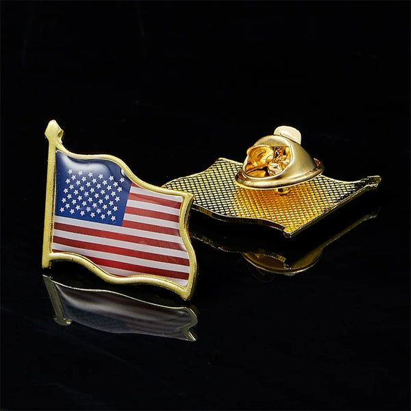 American Flag Hat Tie Tack Badge 3D Waving Lapel Pin United States Paint Pin Brooch Decor