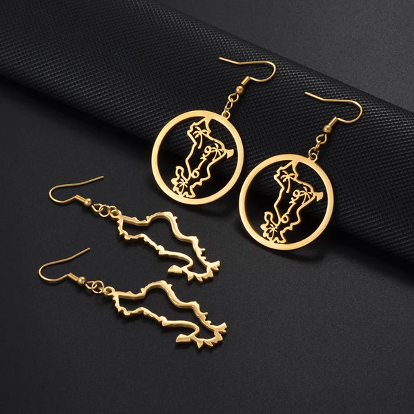 Anniyo New Arrivals Mayotte Big Earrings for Women Girls France Jewelry Stainless Steel Metal Hyperbole Ornaments #520162