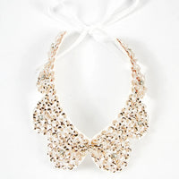 Pearl Beaded Lace Trim Collar Ribbons Women Necklace Wedding Jewelry for Clothes Dress  Beads Crystal Collar Wedding Jewelry