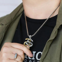 Retro Punk Double Headed Snake Animal Pendant Necklace for Men Women Fashion Rock Hip Hop Party Nordic Jewelry Gift