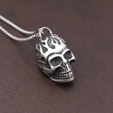 Gothic Dominating Skull Pendant Stainless Steel Vintage Men's Punk Rock Flame Skull Necklace Trendy Popular Jewelry Dropshipping