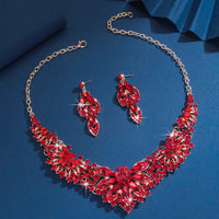 3PC Women's Wedding Season Fashion Luxury Flower Necklace Earrings Jewelry Set Suitable for Wedding Parties and Festival Gifts
