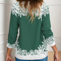 2024 Christmas Series Women’s Autumn and Winter Casual Fashion Printed Long Sleeve Round Neck Pullover Large Size Sweatshirt