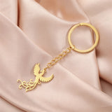 My Shape Phoenix Bird Keychains Stainless Steel Flying Animal Owl Eagle Wings Pendent Keyring for Car Backpack Amulet Jewelry