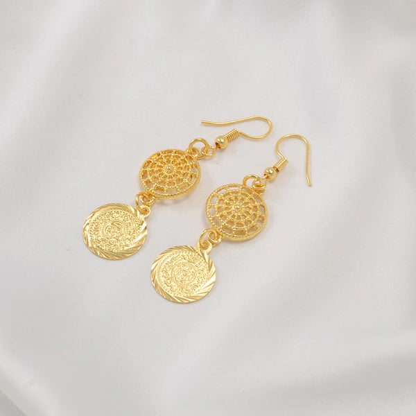 Anniyo Arab Coins Earrings for Women Girls Gold Color Middle East Jewelry African Party  #078606