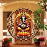 Vibrant Ganesha-The God of Wisdom Suncatcher,2D Round Translucent Hanging,home,room,Hinduism Religious Occasions&Festive Decor