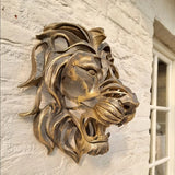28cm Large Lion Head Wall Mounted Art Sculpture Gold Resin Lion Head Art Wall Luxury Decor  Bedroom Decoration