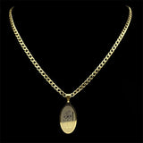Muslim Islamic Quran Allah Stainless Steel Pendant Necklace Hip Hop Chain for Men Women Gold Color Arabic Islam Amulet Jewelry