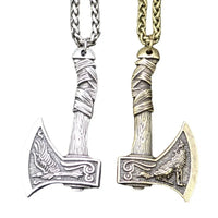 Trendy Retro Crow Prairie Wolf Double Sided Viking Tomahawk Pendant Necklace Charm Men's Necklace Metal Accessorie Party Jewelry