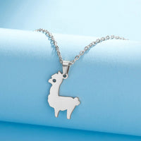 Lemegeton Cute Alpaca Stainless Steel Women's Necklace Pendant Fashion Collar Chain Jewelry Party Gift
