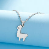 Lemegeton Cute Alpaca Stainless Steel Women's Necklace Pendant Fashion Collar Chain Jewelry Party Gift
