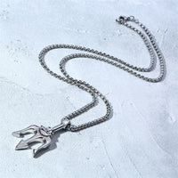 Stainless Steel Trident Pendant Necklace For Men Hip Hop Punk Style Boy Gifts Gold Color 60mm Chain Fahion Jewelry Wholesale