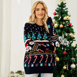 Autumn And Winter Christmas Tree Sweater Pullover Small Snowman Sweater New Fashion Elegant Casual Loose Top Sweater 2025