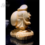 Hand Carved Wooden Daikokuten Statue Figurine - Japanese Seven Lucky Gods Wealth God Prosperity Fortune fengshui Ornament