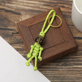 1PC Skull Head Keychain Car Biker Helmet Pendant Keychain Braided Rope Paracord Buddy Bag Hanging Backpack Doll Toy