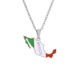 New fashion stainless steel Mexico map and flag necklace men's and women's couples temperament all matching sweater chain access