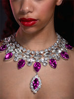 Luxury Sparkling Crystal Fashion Multi layered Pendant Women's Necklace Colorful Gemstone Necklace Bridal Wedding Accessories