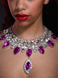 Luxury Sparkling Crystal Fashion Multi layered Pendant Women's Necklace Colorful Gemstone Necklace Bridal Wedding Accessories