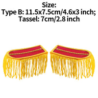 1 Pair Drum Horn Band Tassel Fringe Chain Shoulder Badge Applique Epaulet Clothing Uniform Party Performance Costume Accessories