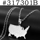 Anniyo American Map With State Name Pendant and Necklaces for Women Girls United States Map Jewelry USA #317301