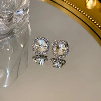 Fashionable Square Earrings Necklace Set Luxury Lightweight Clavicle Chain Personalized High-end Neckwear Women Shapepattern
