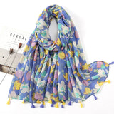 Ethnic Printed Cotton Hijab Viscose Tassels Scarf For Muslim Woman Hijabs Shawls Lady Soft Long Wraps Islim Headband Turban