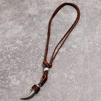 Kirykle Horn Pendant Necklace Men Brown Genuine Leather Necklace Jewellery Manmade Ethnic Charm Accessories DropShipping