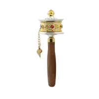 Hand Cranking Tibetan Prayer Wheel Double Bearing Colourful Turn Praying Instrument Rotatable Spinning Drum Religious Ornament
