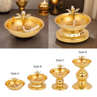 Ghee Lamp Holder Oil Lamp Dish Dimmable Buddhist Alloy Butter Lamp Holder for Living Room Home Desktop Decoration Ornament