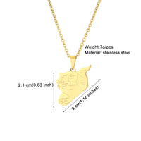2024 new fashion stainless steel vintage Syria map with city pendant necklace temperament everything collarbone chain birthday a