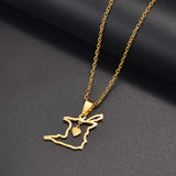 Anniyo 2CM Outline Heart Trinidad and Tobago Map Pendant Necklaces For Women Girls Trendy Ethnic Jewelry @365921