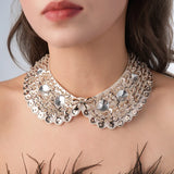 Pearl Beaded Lace Trim Collar Ribbons Women Necklace Wedding Jewelry for Clothes Dress  Beads Crystal Collar Wedding Jewelry