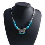 Ethnic Antique Silver Color Moon Choker Necklaces for Women Boho Turquoise Necklace Girls Party Jewelry Gifts