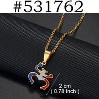 Anniyo(1Piece)Puerto Rico Map Flowers Masks Traditional Symbol PR Frog Necklaces For Women Girls Stainless Steel Jewelry #520462