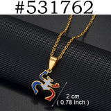Anniyo(1Piece)Puerto Rico Map Flowers Masks Traditional Symbol PR Frog Necklaces For Women Girls Stainless Steel Jewelry #520462