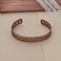 European and American Copper Vintage Simple Double Ring Pattern Magnet Energy Ring Bracelet Set