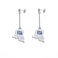 Democratic Republic of the Congo Map Flag Earrings African Ethnic Jewelry @@219406E