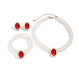 DIEZI Punk Multi layer Round Imitation Pearl Beads Necklace Earrings Bracelet Vintage Jewelry Sets Party Gift 2023 New Jewelry