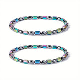 1/2/4/6Pcs Hematite Ankle Bracelet Colorful Elastic Anklet Bohemian Summer Beach Clothing Accessories Energy Hematite Jewelry