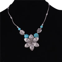 Ethnic Antique Silver Color Moon Choker Necklaces for Women Boho Turquoise Necklace Girls Party Jewelry Gifts