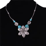 Ethnic Antique Silver Color Moon Choker Necklaces for Women Boho Turquoise Necklace Girls Party Jewelry Gifts