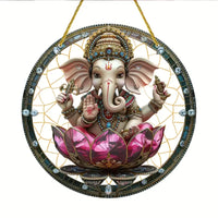 Vibrant Ganesha-The God of Wisdom Suncatcher,2D Round Translucent Hanging,home,room,Hinduism Religious Occasions&Festive Decor