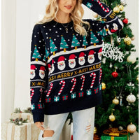 Vintage Style 2025 Christmas Women's Knitwear Warm Soft Sweaters Cartoon Print Casual Loose Jumper Xmas Look Female Pullover Top