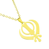 Sikh Culture Symbol Necklace Stainless Steel Clavicle Chain Religious Metal Neckchain Stylish Accessory for Daily Wear
